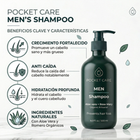 Kit con 2 Shampoos para Hombres 100% Natural y Orgánico | Fortalecedor Capilar con Aloe Vera, Romero, Jojoba y Ortiga | Control de Caída, Caspa y Exceso de Grasa | Aumenta Densidad y Brillo | Sin Sulfatos, Parabenos ni Químicos Agresivos | 500ml