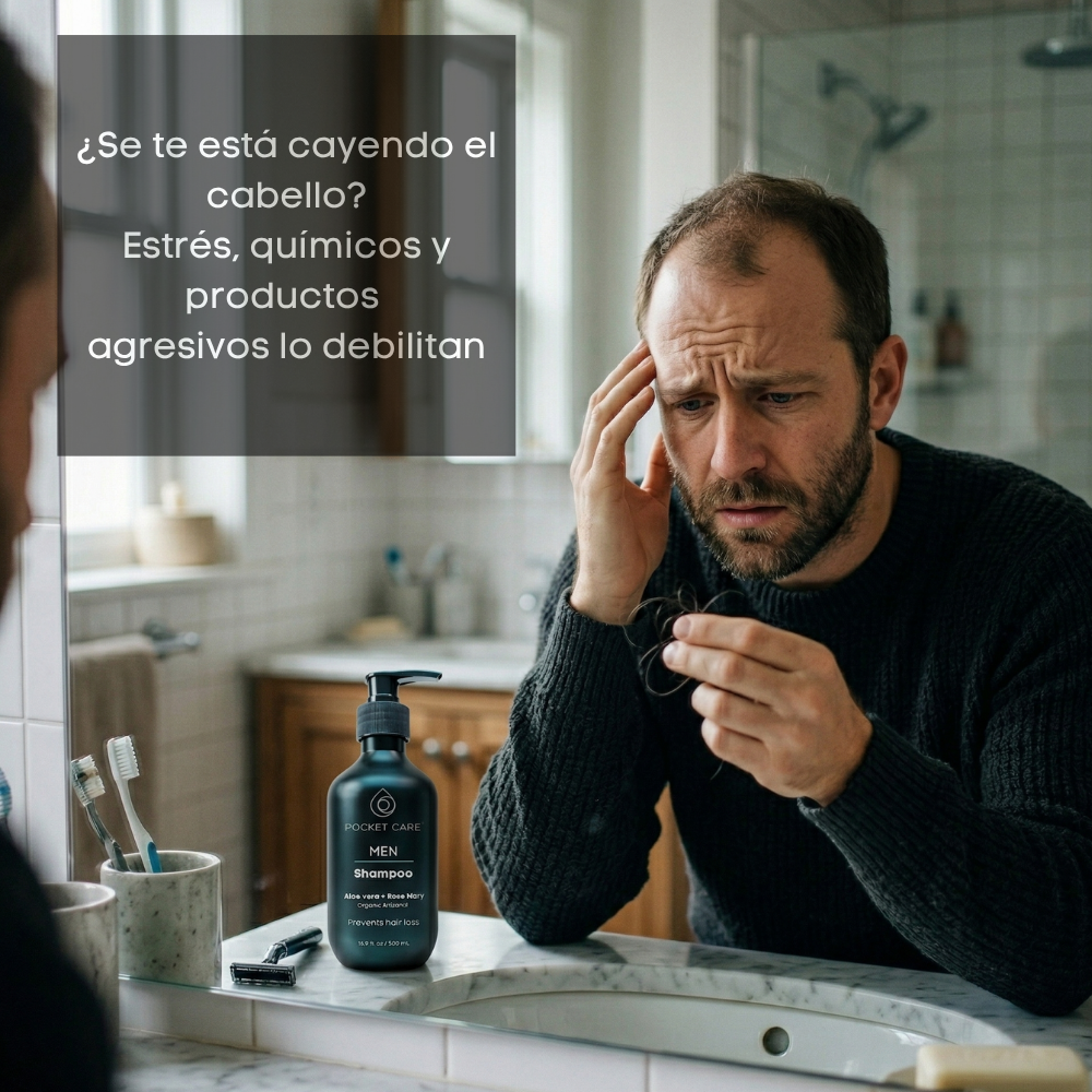 Kit con 2 Shampoos para Hombres 100% Natural y Orgánico | Fortalecedor Capilar con Aloe Vera, Romero, Jojoba y Ortiga | Control de Caída, Caspa y Exceso de Grasa | Aumenta Densidad y Brillo | Sin Sulfatos, Parabenos ni Químicos Agresivos | 500ml