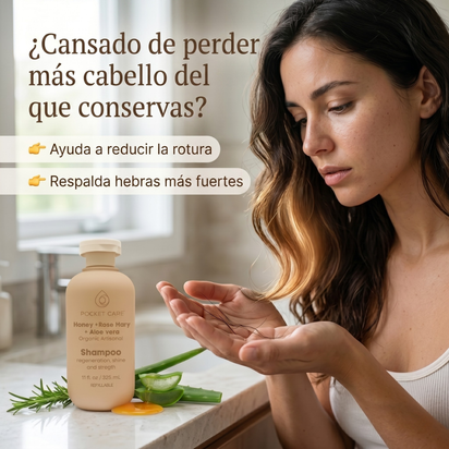Shampoo Orgánico de Miel, Sábila y Romero – Reparación Profunda e Hidratación Intensa para Cabello Dañado – Anticaída y Crecimiento – Sin Sulfatos, Parabenos ni Siliconas – Shampoo Natural Vegano 325ml