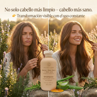 Shampoo Orgánico de Miel, Sábila y Romero – Reparación Profunda e Hidratación Intensa para Cabello Dañado – Anticaída y Crecimiento – Sin Sulfatos, Parabenos ni Siliconas – Shampoo Natural Vegano 325ml