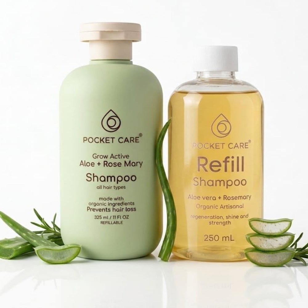 Kit Shampoo de Sábila 325ml + Refill 200ml | Pocket Care
