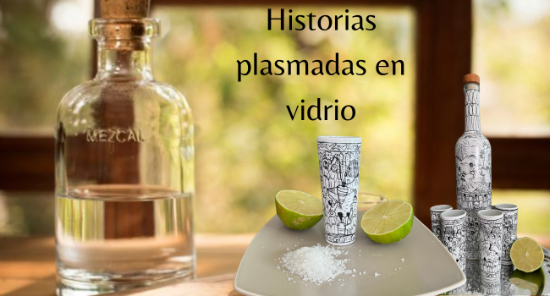 kit Decantador de tequila y 4 vasos tequileros pintados a mano, hermosas historias únicas, ideal para tequila, mezcal, sangrita, 2 onzas,