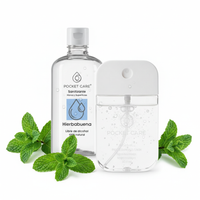 Spray Antibacterial Natural sin Alcohol 50ml mas refill de 250ml – Sanitizante de Bolsillo para limpiar Manos. Antibacterial 100% Natural y Biodegradable en 9 aromas disponibles. Incluye capa de protección y llavero