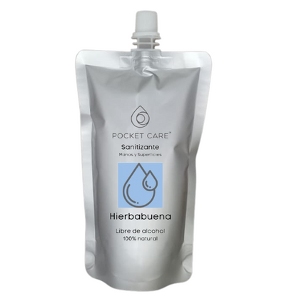 Pocket Care | Desinfectante Spray - Sin Alcohol | REFILL 200ml - HIERBABUENA | Antibacterial Spray de Bolsillo Orgánico | Sanitizante para Manos - Hand Sanitizer | 100% Natural