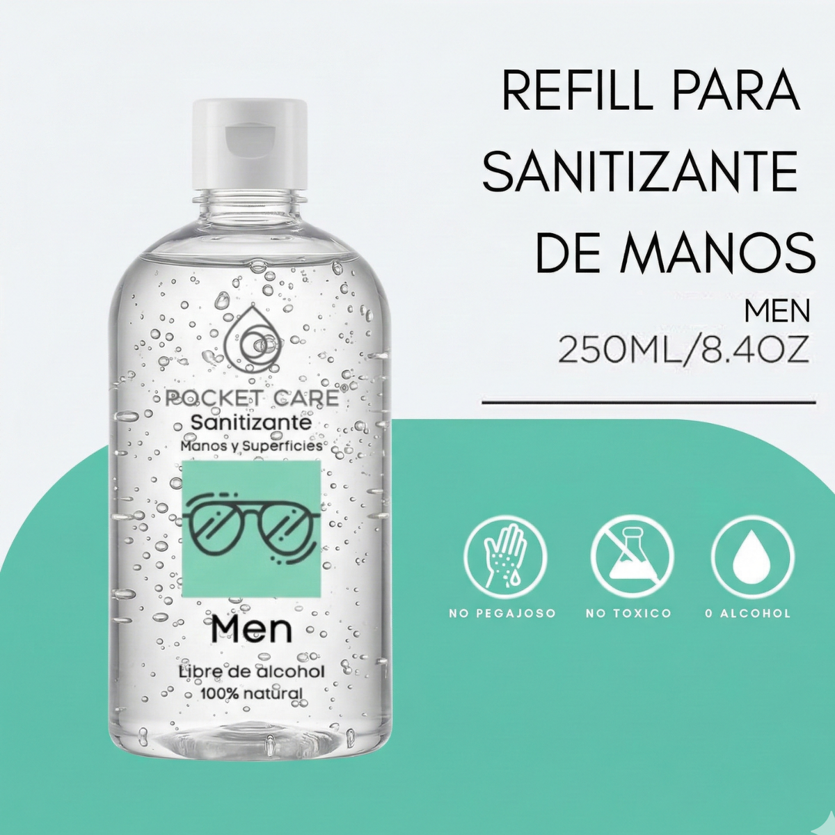 Kit Sanitizante Spray Sin Alcohol 45ml + Refill 250ml — Aroma Men | Pocket Care