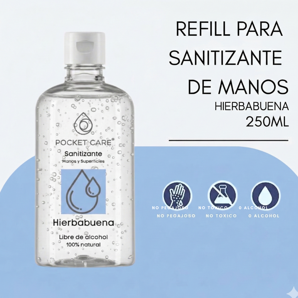 Kit Sanitizante Spray Sin Alcohol 45ml + Refill 250ml — Aroma Hierbabuena | Pocket Care