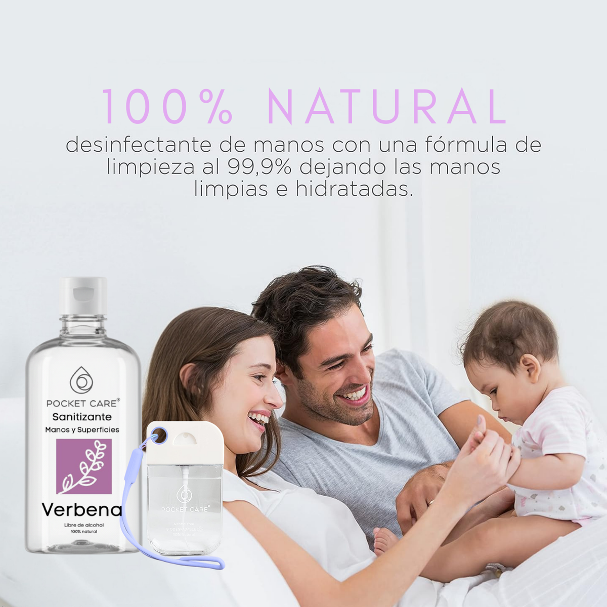 Kit Sanitizante Spray Sin Alcohol 45ml + Refill 250ml — Aroma Verbena | Pocket Care