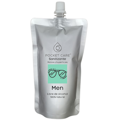 Pocket Care | Desinfectante Spray - Sin Alcohol | REFILL 200ml - MEN | Antibacterial Spray de Bolsillo Orgánico | Sanitizante para Manos - Hand Sanitizer | 100% Natural