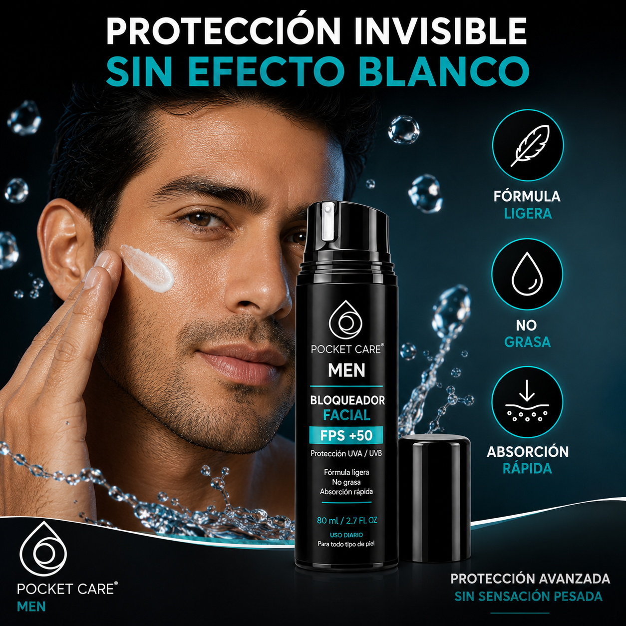 Bloqueador Solar Hombre FPS 50 Biodegradable | Pocket Care