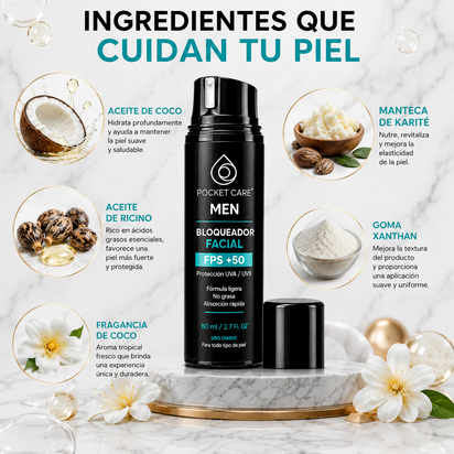 Bloqueador Solar Hombre FPS 50 Biodegradable | Pocket Care