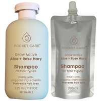 Shampoo para pelo orgánico, artesanal de pulpa de sábila en alta concentración, romero y nutrientes naturales, regenerador de cabello, Prevención caída del cabello e Hidratación 525 ml (Kit Shampoo + Refill, Aloe Vera)